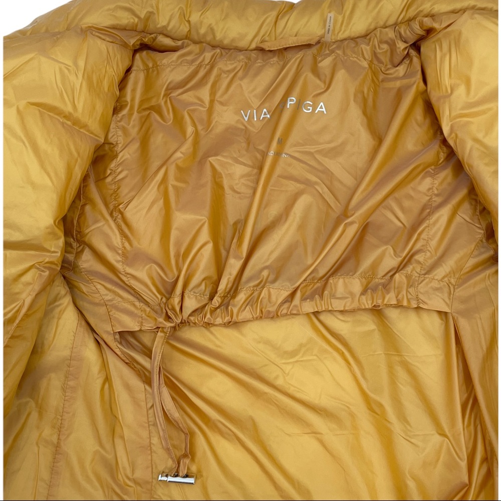 Via Spiga Smocked Quilted Puffer Jacket Maize Yellow Packable Medium/Large - Picture 7 of 11